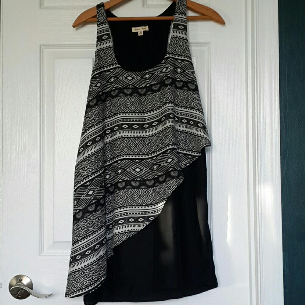 B&W asymmetrical racerback dress